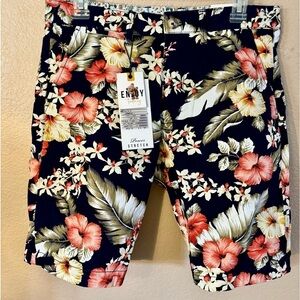 NWT Shorts Sz 30 Denim & Flower Ricky Singh Navy Blue Tropical Floral NEW